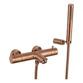 Термостат для ванни Light Paffoni LIQ023RASP Brushed Copper PVD — вид на білому тлі