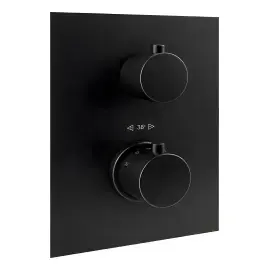 Термостат для душу на 3 споживача  Light з металевою накладкою Paffoni LIQ519NO/M Matt Black — вид на білому тлі