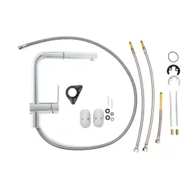 Змішувач для кухні з витяжним виливом  Ringo Paffoni RIN185CR Chrome — деталь крупним планом