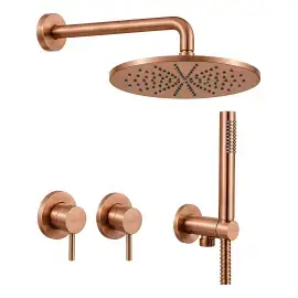 Комплект душової системи Shower Paffoni KITLIG010RASP Brushed Copper PVD — вид на білому тлі