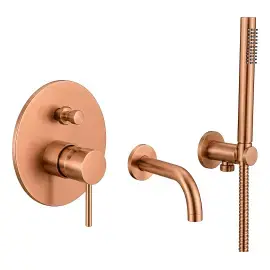 Комплект душової системи для ванни Shower Paffoni KITLIG015RASP175 Brushed Copper PVD — вид на білому тлі