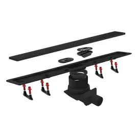 Душовий канал 65 см з решіткою Confluo Frameless Line Pestan 13701320 Black 65 х 10 см — бічний ракурс