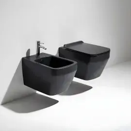 Унітаз підвісний Baden Baden Simas BB18-65 + BB004-65 Nero Matt — вид спереду