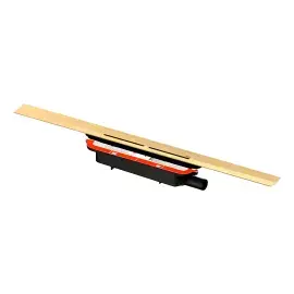 Комплект трап для душу 100 см  TECEdrainprofile TECE 671002 Brushed Gold Optic 100 x 5.5 см — вид на білому тлі