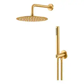 Душовий комплект з верхнiм душем Ø250 мм Otago Vema V08135AP098 Brushed Gold — вид на білому тлі