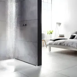 Решітка для душового каналу Advantix Vario Wall Drain L300-1200 мм Viega 736576 Matt Chrome — бічний ракурс