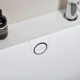 Комплект підключення води до зливу-переливу для ванни Oberon 2.0 Villeroy & Boch UPCON0136-RW Stone White — вид ззаду