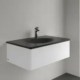 Умивальник Antao Villeroy & Boch 4A7584R7 Pure Black CeramicPlus — бічний ракурс