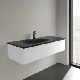 Умивальник Antao Villeroy & Boch 4A77LBR7 Pure Black CeramicPlus — бічний ракурс