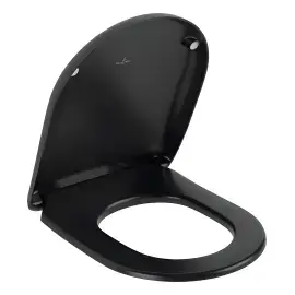 Сидіння з кришкою для унітазу (SoftClosing і QuickRelease) Antao Villeroy & Boch 8M67S1R7 Pure Black — вид на білому тлі