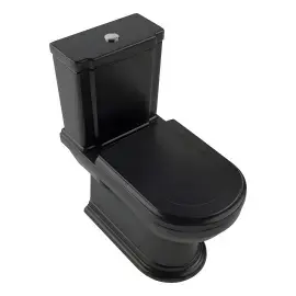 Унітаз-компакт Hommage Villeroy & Boch 666210R7 + 772111R7 Pure Black CeramicPlus — вид на білому тлі