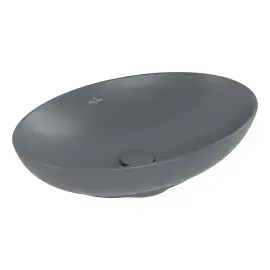 Умивальник Loop & Friends Villeroy & Boch 4A4800i4 Graphite CeramicPlus — вид на білому тлі