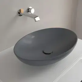 Умивальник Loop & Friends Villeroy & Boch 4A4800i4 Graphite CeramicPlus — у встановленому вигляді