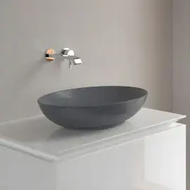 Умивальник Loop & Friends Villeroy & Boch 4A4800i4 Graphite CeramicPlus — в інтерʼєрі ванної кімнати