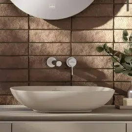 Умивальник Loop & Friends Villeroy & Boch 4A4900AM Almond CeramicPlus — бічний ракурс