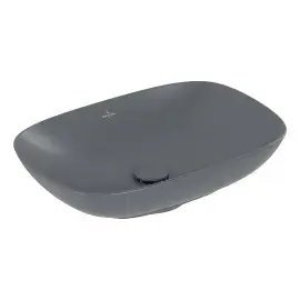Умивальник Loop & Friends Villeroy & Boch 4A4900i4 Graphite CeramicPlus — вид на білому тлі