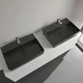 Умивальник Memento 2.0 Villeroy & Boch 4A0760S5 Ebony CeramicPlus — ракурс 3/4