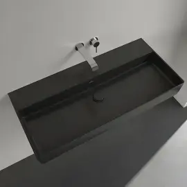 Умивальник Memento 2.0 Villeroy & Boch 4A221FR7 Pure Black CeramicPlus — вид спереду