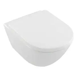Унитаз Subway 2.0 с сиденьем Villeroy & Boch 4609R001+9M86S101 White Alpin — вид на белом фоне