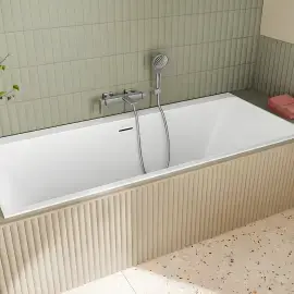Ванна Subway 3.0 Villeroy & Boch UBQ180SBW2DV-RW Stone White 180 х 80 см — в інтерʼєрі ванної кімнати