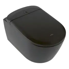 Унітаз ViClean Supreo Villeroy & Boch V16EN2R7 Pure Black CeramicPlus — вид на білому тлі