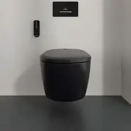 Унітаз ViClean Supreo Villeroy & Boch V16EN2R7 Pure Black CeramicPlus — бічний ракурс