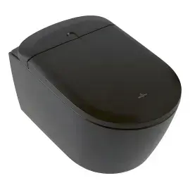 Унітаз ViClean Supreo Select Villeroy & Boch V16EN3R7 Pure Black CeramicPlus — вид на білому тлі
