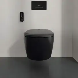 Унітаз ViClean Supreo Select Villeroy & Boch V16EN3R7 Pure Black CeramicPlus — ракурс 3/4