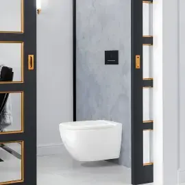 Змивна клавіша ViConnect 300G Villeroy & Boch 922160RB Glass Glossy Black — вид спереду