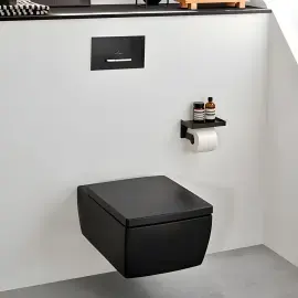 Змивна клавіша ViConnect 300S Villeroy & Boch 922169AN Black Matt — бічний ракурс